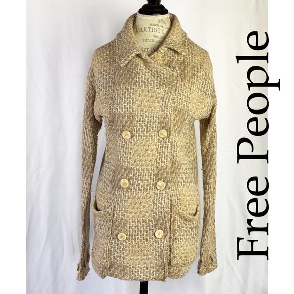 Free People Cardigan Knit Wool Sweater Buttons Down - Picture 1 of 12